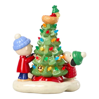 Lenox Peanuts Decorating Christmas Tree Lit Figurine