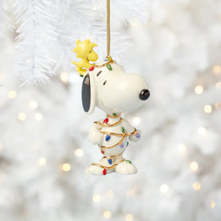 Lenox Snoopy Tangled in Lights Hanging Ornament