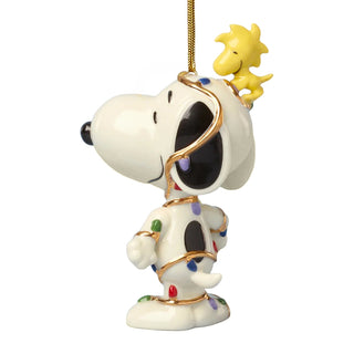 Lenox Snoopy Tangled in Lights Hanging Ornament sparkle-castle
