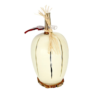 Meadowbrooke Gourds: White Pumpkin Luminary Small Lit Figurine sparkle-castle