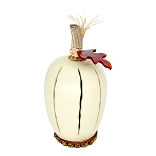 Meadowbrooke Gourds: White Pumpkin Luminary Small Lit Figurine sparkle-castle