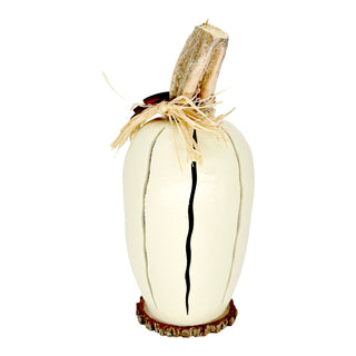 Meadowbrooke Gourds: White Pumpkin Luminary Medium Lit Figurine sparkle-castle