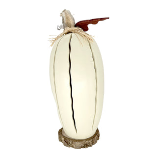 Meadowbrooke Gourds: White Pumpkin Luminary Large Lit Figurine sparkle-castle
