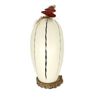 Meadowbrooke Gourds: White Pumpkin Luminary Large Lit Figurine sparkle-castle