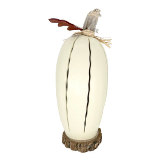 Meadowbrooke Gourds: White Pumpkin Luminary Large Lit Figurine sparkle-castle
