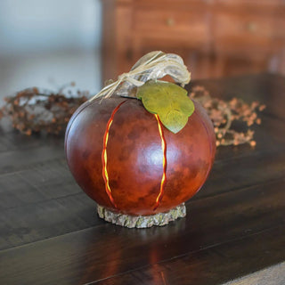 Meadowbrooke Gourds Pumpkin Luminary Extra Large Lit Burnt Orange Figurine sparkle-castle