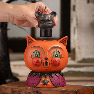 Johanna Parker by Bethany Lowe: Halloween Copper Cat & Merlin Mouse Jar sparkle-castle