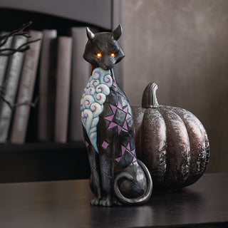 Jim Shore Heartwood Creek: Vintage Cat with LED Glow Eyes Figurine sparkle-castle