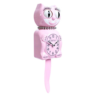 Kit-Cat Klock: Retro Pink Lady Kitchen Edition Clock sparkle-castle