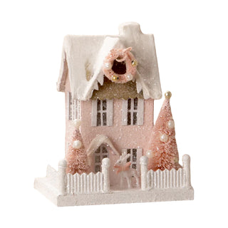 Bethany Lowe: Pretty in Pink Cottage sparkle-castle