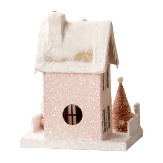 Bethany Lowe: Pretty in Pink Cottage sparkle-castle