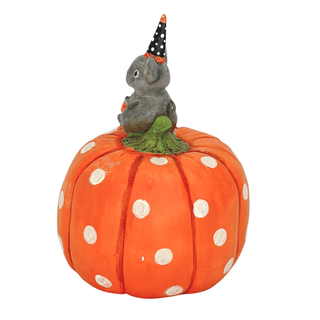 Michelle Allen by Bethany Lowe Halloween: Party Hat Mouse on Pumpkin Figurine sparkle-castle