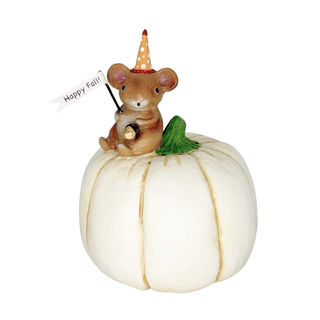 Michelle Allen by Bethany Lowe: Happy Fall Mouse On Pumpkin