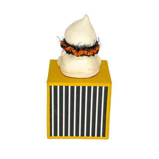 Michelle Allen by Bethany Lowe: Halloween Boo on Block Figurine sparkle-castle