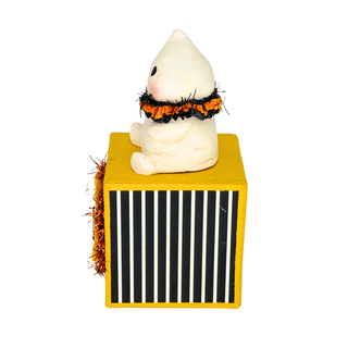 Michelle Allen by Bethany Lowe: Halloween Boo on Block Figurine sparkle-castle