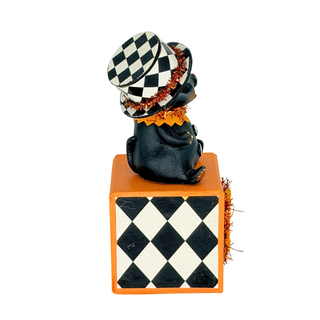 Michelle Allen by Bethany Lowe Halloween: Top Hat Kitty on Block Figurine