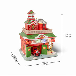 FG Square Christmas Village: Vintage Fire Department sparkle-castle