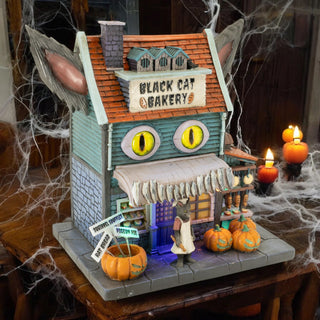 FG Square Halloween Village: Black Cat Bakery sparkle-castle