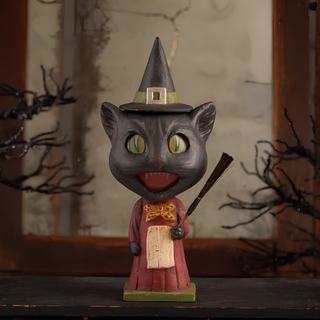 Bethany Lowe Halloween: Catrina Whisker Witch Light Up Jar sparkle-castle