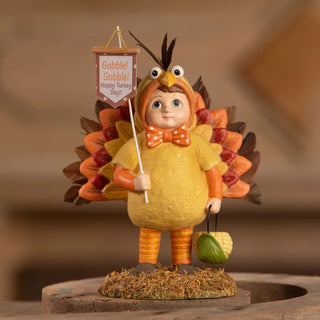 Bethany Lowe: Thanksgiving Tommy Turkey Boy Figurine sparkle-castle