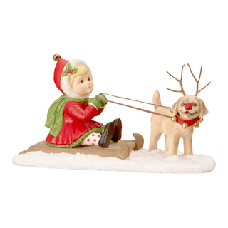Bethany Lowe: Christmas Clare with Puppy Figurine sparkle-castle