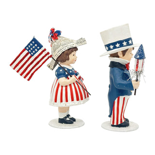 Bethany Lowe: Patriotic Sammy & Betsy, Set of 2 sparkle-castle