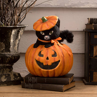 Bethany Lowe Halloween: Kitty Cat in Jack Figurine sparkle-castle