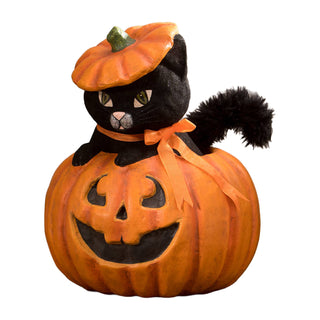 Bethany Lowe Halloween: Kitty Cat in Jack Figurine sparkle-castle