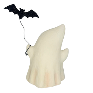 Bethany Lowe Halloween: Luminary Boo with Bat Figurine sparkle-castle