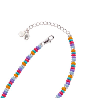 Alex and Ani: Polly Pocket™ Limited Edition Pool Party Beaded Locket Necklace: Silver sparkle-castle