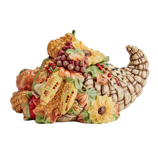 Fitz & Floyd Fall Harvset Cornucopia Cookie Jar Giftbox: Hand Painted / Earthenware / Harvest sparkle-castle