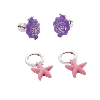 Alex and Ani: Polly Pocket™ Limited Edition Pool Party Earring Set of 2, Two Tone sparkle-castle