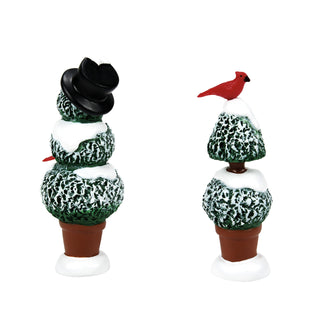 Department 56 Cross Product Village Accessory: Cardinal Topiaries, Set of 2 sparkle-castle