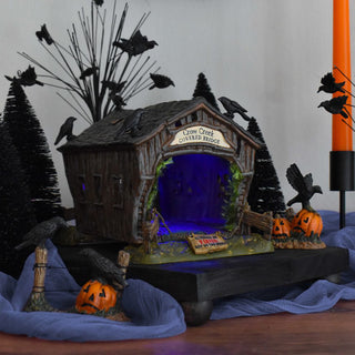Department 56 Snow Village Halloween Accessory: Crow Creek Covered Bridge, Set of 3 sparkle-castle