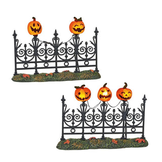 Department 56 Cross Product Village Accessory: Jack-o-lantern Lit Fence, Set of 2 sparkle-castle