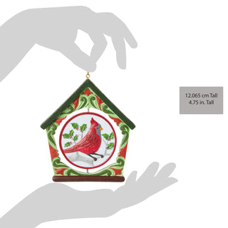 Jim Shore Heartwood Creek: Cardinal In Birdhouse Rotating Hanging Ornament sparkle-castle