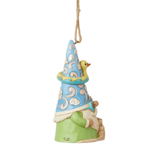 Jim Shore Heartwood Creek: Coastal Gnome with Sandcastle Hanging Ornament sparkle-castle
