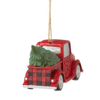 Jim Shore Heartwood Creek: Highland Glen Santa in Red Plaid Truck Hanging Ornament sparkle-castle