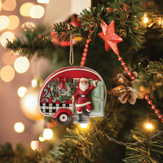 Jim Shore Heartwood Creek: Highland Glen Santa with Plaid Camper Hanging Ornament sparkle-castle