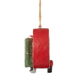Jim Shore Heartwood Creek: Highland Glen Santa with Plaid Camper Hanging Ornament sparkle-castle