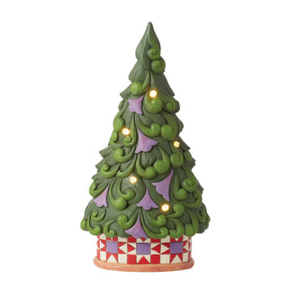 Jim Shore Heartwood Creek: Light Up Tree with Star Pattern Base Figurine sparkle-castle