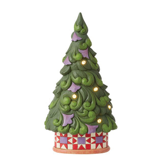 Jim Shore Heartwood Creek: Light Up Tree with Star Pattern Base Figurine sparkle-castle