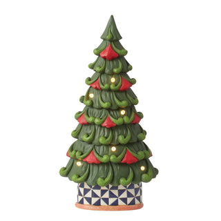 Jim Shore Heartwood Creek: Light Up Tree with Windmill Pattern Base Figurine sparkle-castle