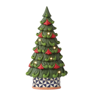 Jim Shore Heartwood Creek: Light Up Tree with Windmill Pattern Base Figurine sparkle-castle