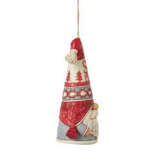 Jim Shore Heartwood Creek: Nordic Noel Gnome In Flaps Hat Hanging Ornament sparkle-castle
