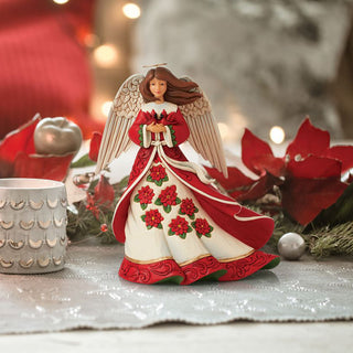 Jim Shore Heartwood Creek: Red Christmas Angel Figurine sparkle-castle
