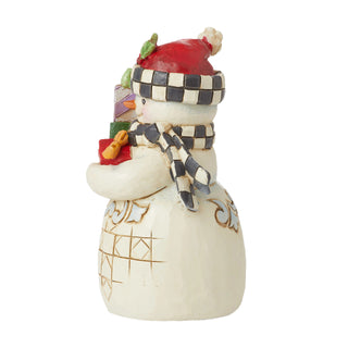 Jim Shore Heartwood Creek: Snowman with Gifts Miniature Figurine sparkle-castle