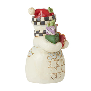 Jim Shore Heartwood Creek: Snowman with Gifts Miniature Figurine sparkle-castle