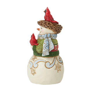 Jim Shore Heartwood Creek: Snowman with Nest Hat Miniature Figurine sparkle-castle