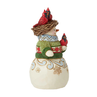 Jim Shore Heartwood Creek: Snowman with Nest Hat Miniature Figurine sparkle-castle